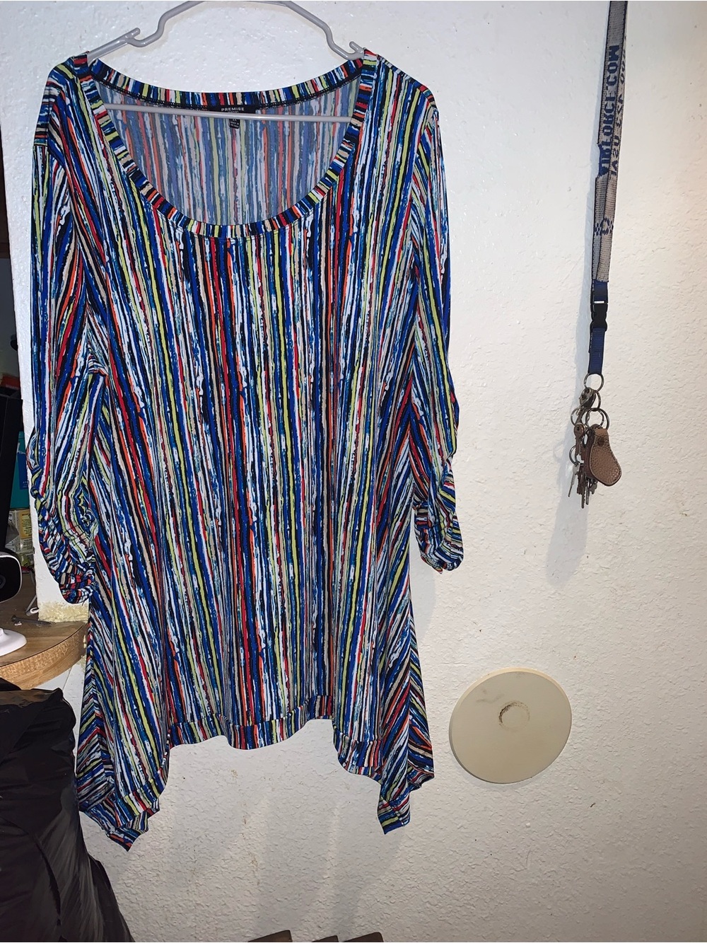 Premise Multi-Color Vertical Stripe Scoop Neck Tunic